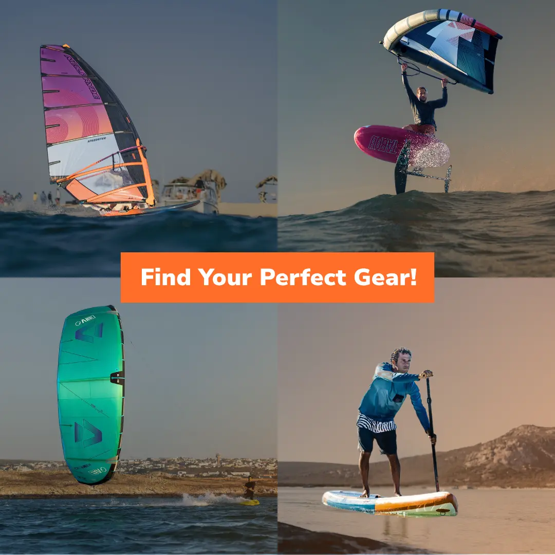 Find Your Perfect Gear for windsurfing, wing foiling, kitesurfing and SUP