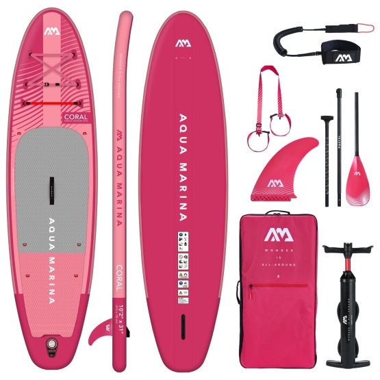 Inflatable SUP board Aqua Marina Coral Raspberry 10'2 with paddle