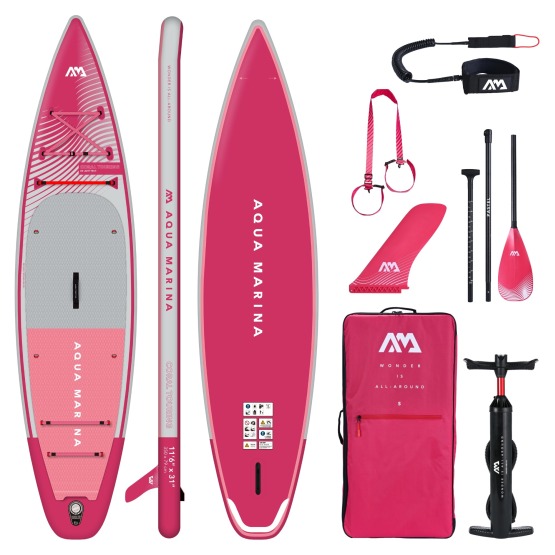 Inflatable SUP board Aqua Marina Coral Touring Raspberry 11'6 with paddle
