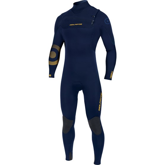 NEILPRYDE Mens wetsuit Mission Fullsuit 5/4/3 FZ DL navy/yellow print