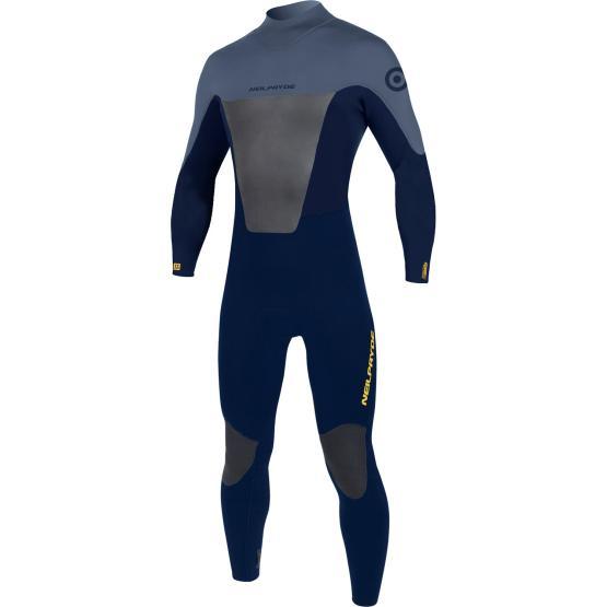 NEILPRYDE Mens wetsuit FL Rise Fullsuit 3/2 BZ DL pewter/navy/yellow print