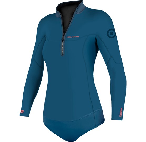 NEILPRYDE Womens wetsuit FL Spark L/S Spring 2/2 FZ DL petrol blue/coral