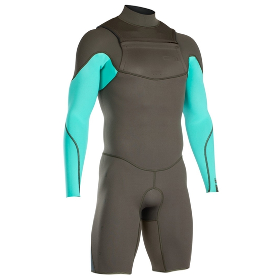 ION Mens wetsuit Onyx Element Shorty LS 2/2 dark olive/teal 2020