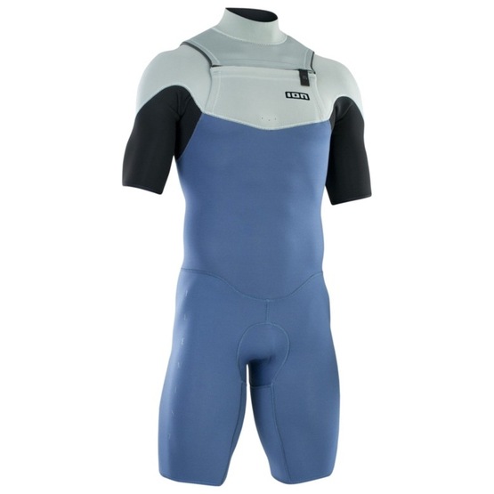 Mens wetsuit ION Element 2/2 Shorty SS Front Zip Cascade-Blue