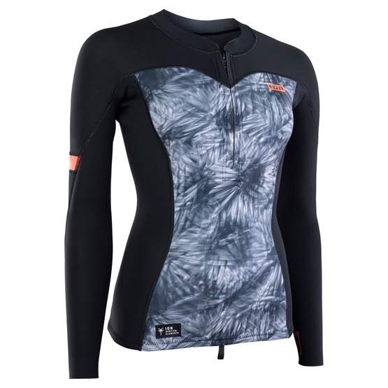 Womens top ION Neo Zip Top 1.5 Black-Flowers