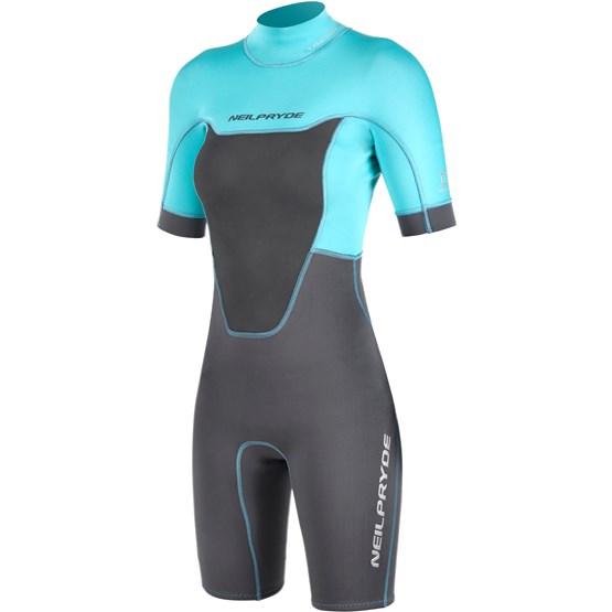 NEILPRYDE Womens wetsuit Spark Springsuit 2/2 BZ Graphite/Turquoise