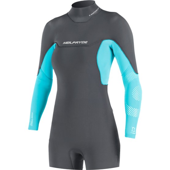 NEILPRYDE Womens wetsuit Vamp Spring Low Cut 2/2 BZ Graphite/Turquoise
