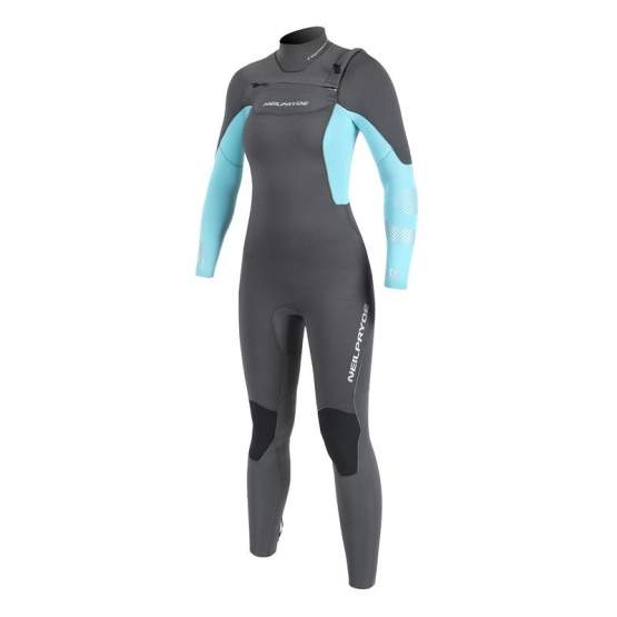 NEILPRYDE Womens wetsuit Vamp Fullsuit 5/4/3 FZ C1 Graphite/Turquoise