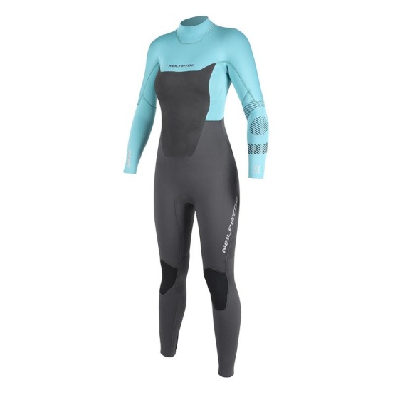 NEILPRYDE Womens wetsuit Spark Fullsuit 5/4/3 BZ C1 Graphite/Turquoise