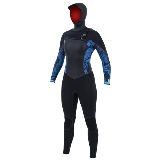 O'NEILL Damska pianka Psycho Tech 6/4 Chest Zip with hood Full BLACK/BLUFARO