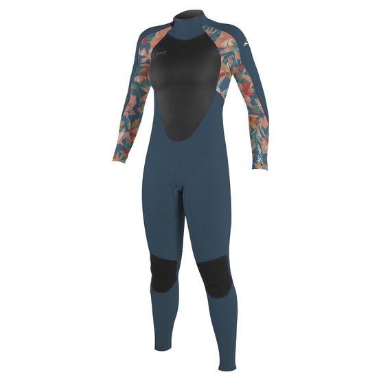 Womens wetsuit O'Neill Epic 4/3 Back Zip Full Copalblue/PaintedTropical