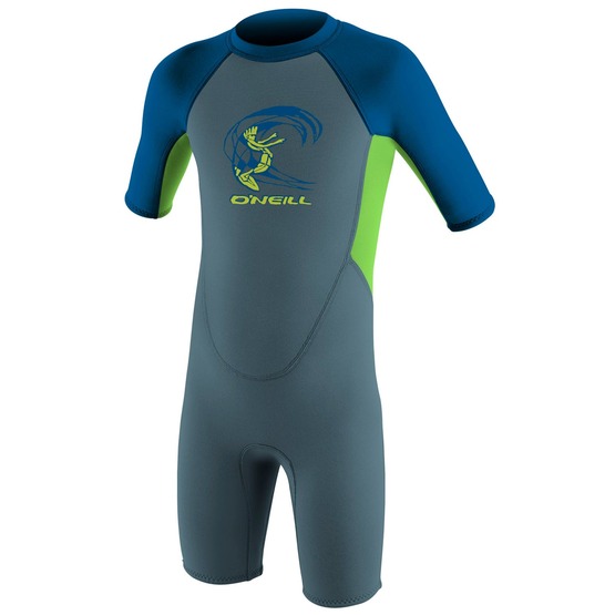 Boys wetsuit O'Neill Toddler Reactor-2 2mm Back Zip S/S Spring Graphite/Dayglow/Ocean