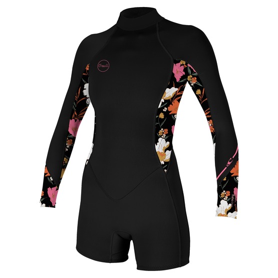 Womens wetsuit O'Neill Bahia 2/1 Back Zip L/S Spring Black/blue Mchen