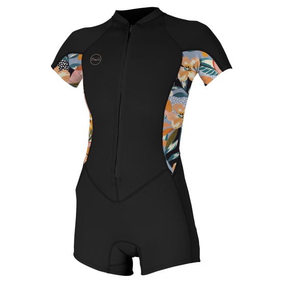 O'NEILL Womens wetsuit Bahia 2/1 Front Zip S/S Spring BLACK/DEMIFLOR/DEMIFLOR