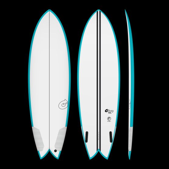 TORQ Surfboard TEC Twin Fish Rail Turquoise