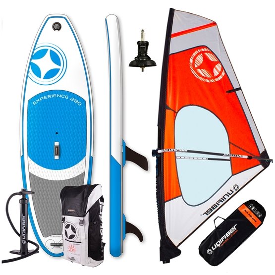 UNIFIBER Windsurf Set - iWindsurf Experience Board + Dacron WindSUP Rig + Cardan Baseplate