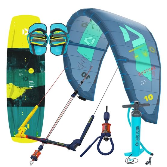 DUOTONE Package: EVO kite 2020 + bar and optional GONZALES board & pump