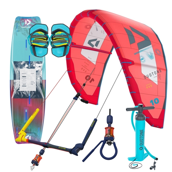 DUOTONE Package: EVO kite 2020 + bar and optional SOLEIL board & pump