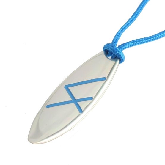 Silver+Surf Necklace Surfboard L Line Blue