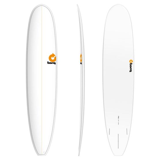 TORQ Surfboard Epoxy TET 9.6 Longboard White Pinlines