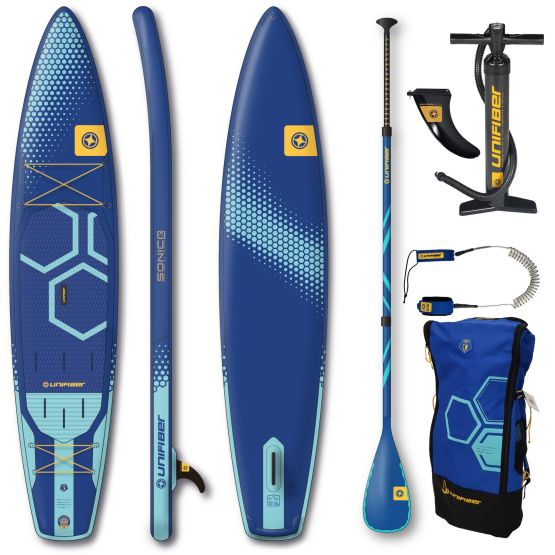 UNIFIBER Inflatable SUP board Sonic Touring 12'6'' FCD + Paddle and Leash